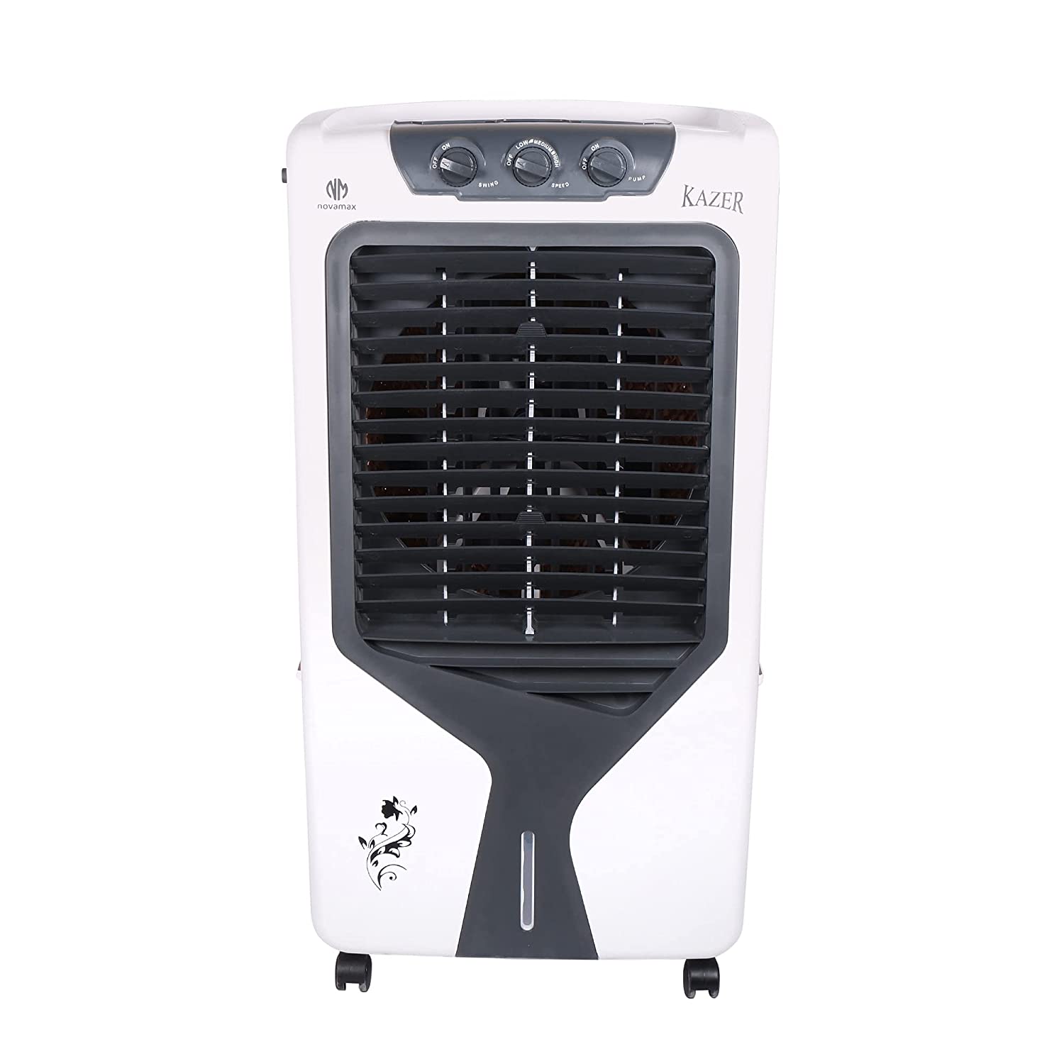 Novamax Kazer 80 L Desert Air Cooler With High Density Honeycomb Cooling Pads, 4-Way Air Deflection, Powerful Air Throw & Ice Chamber (White,Black)
