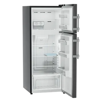 LIEBHERR Pure 245L 2 Star Frost Free Double Door Fridge with Anti-Bacterial Gasket (TCLbsB 2411, Black Steel)