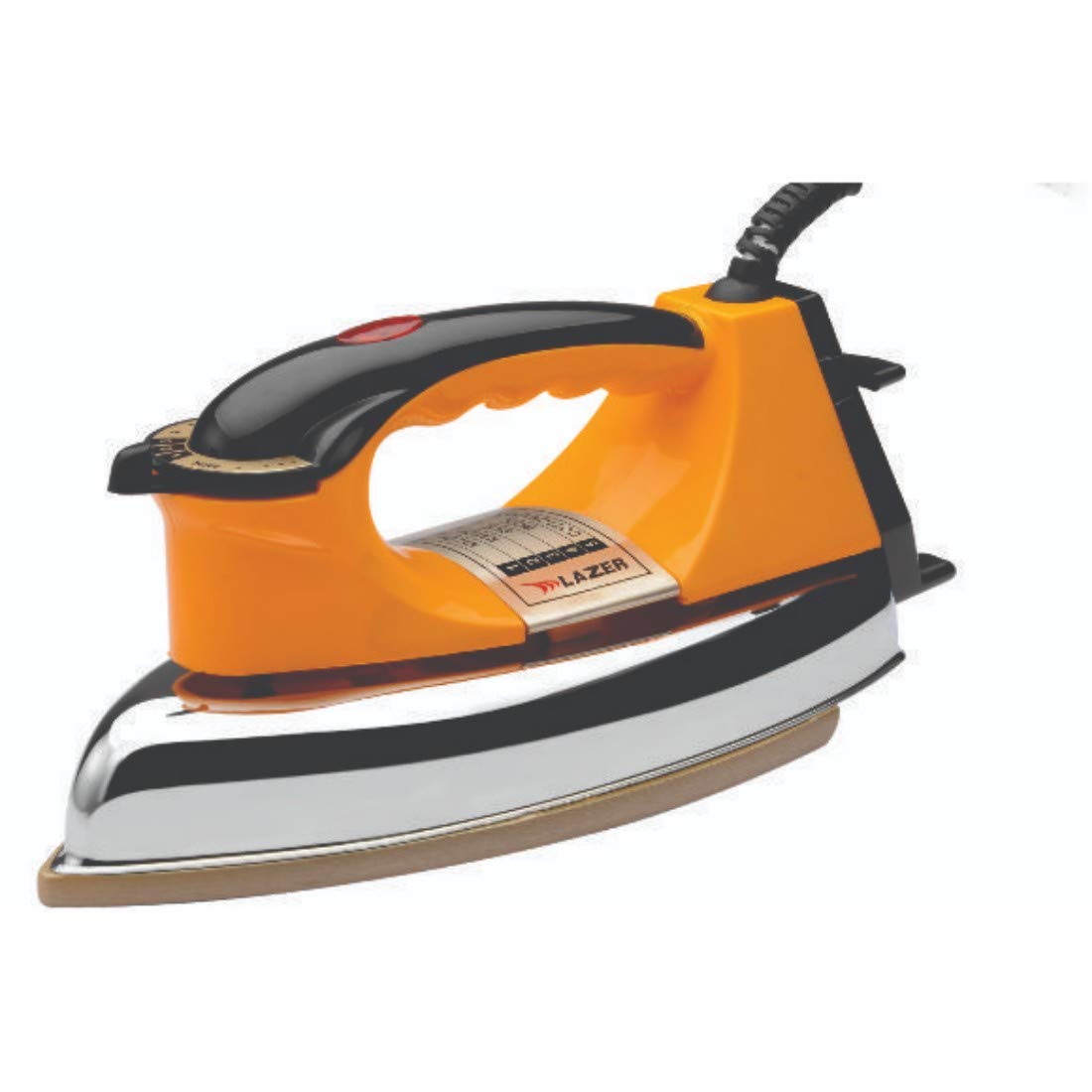 Lazer Fortuner 1000W ISI Certified Heavy Weight Dry Iron With Overheating Safety (Orange)