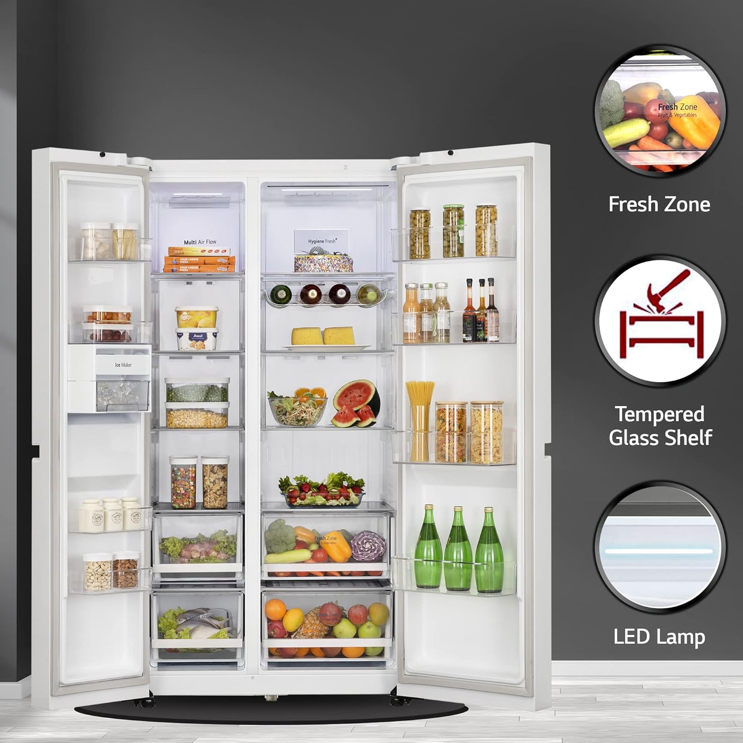 LG 655L Frost-Free Inverter Wi-Fi Side-By-Side Refrigerator (GL-B257DLWX) with Door Cooling+ & Hygiene Fresh - Linen White