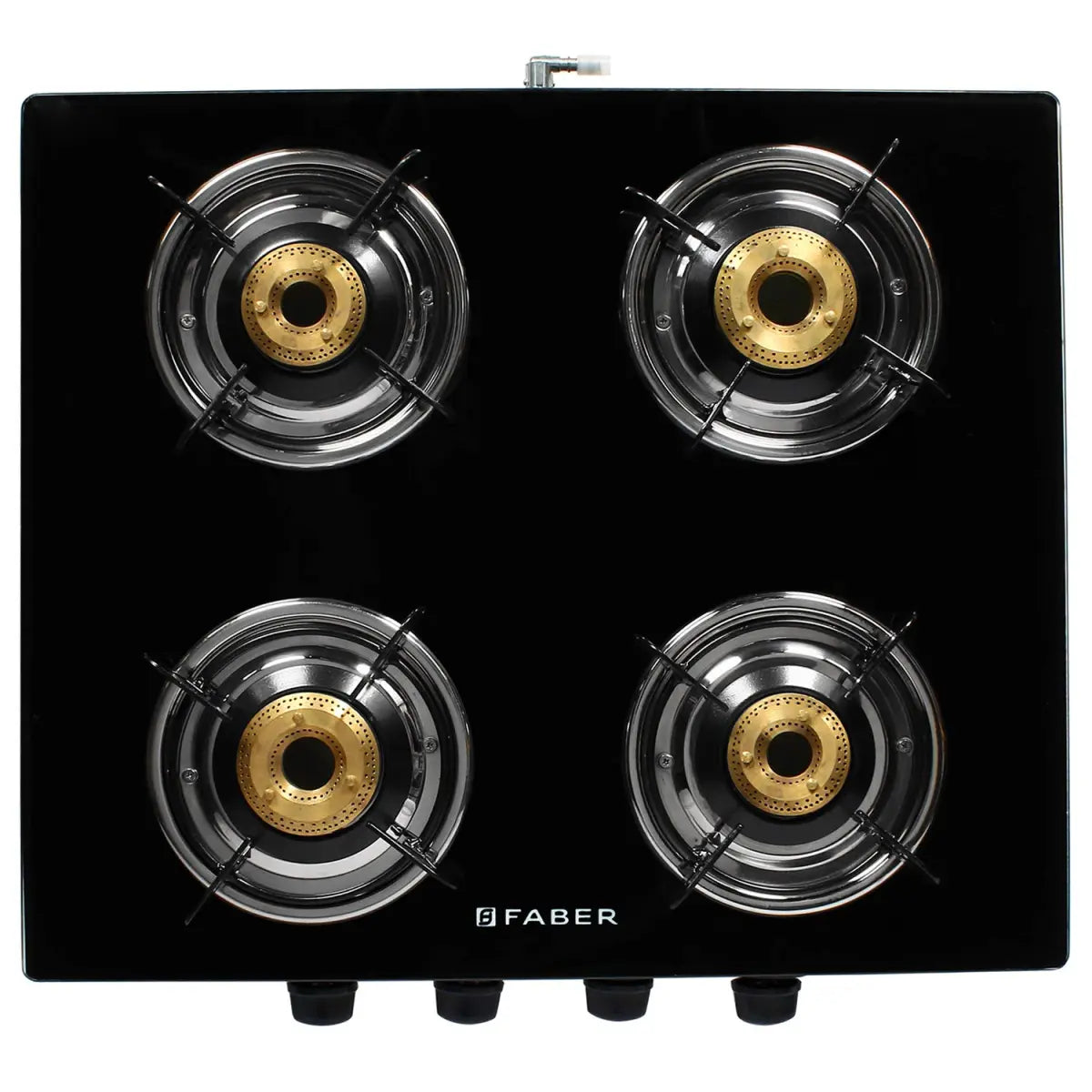 Faber 4 Burner Glass Cooktop Power 4BB BK - Manual Ignition Gas Stove (Black)