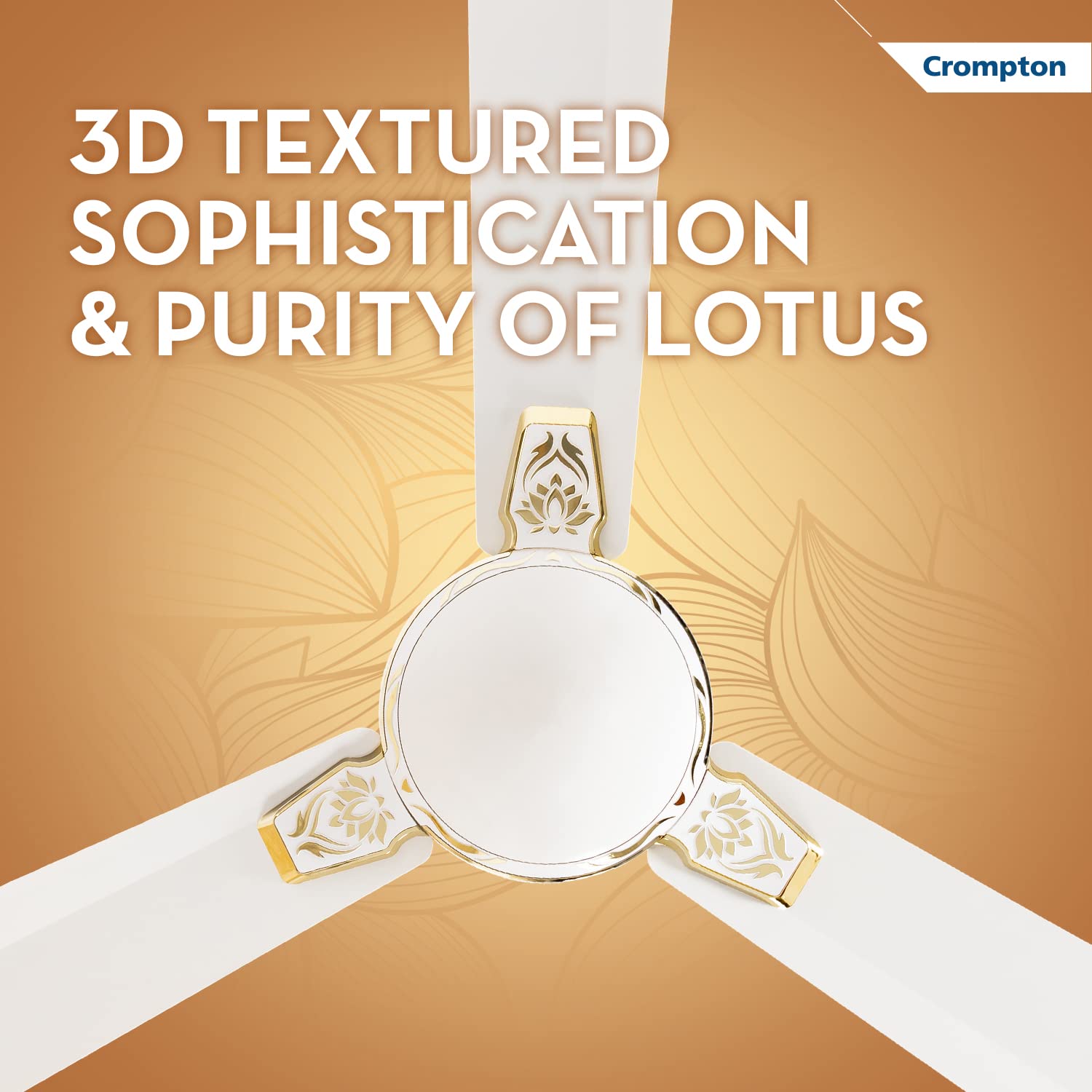 Crompton PREMION AURA2 DESIGNER 3D LOTUS DESIGN ANTIDUST1200 mm Ceiling Fan Lotus Pearl White
