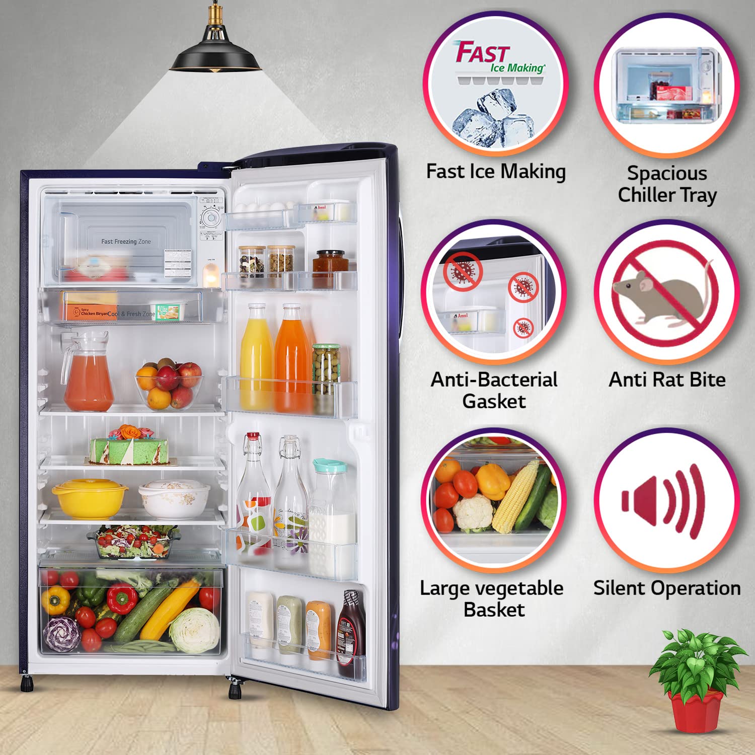 LG 235 L 3 Star Direct-Cool Single Door Refrigerator GL-B241APVD Purple Victoria