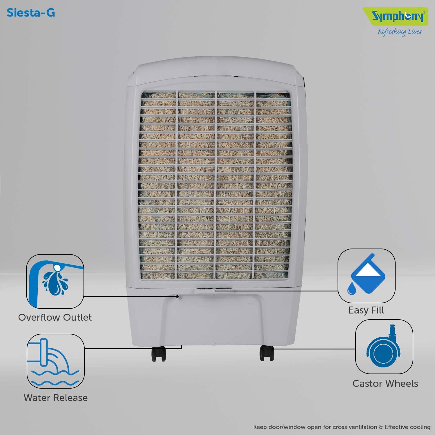 Symphony Siesta-G Desert Air Cooler 45L, Grey