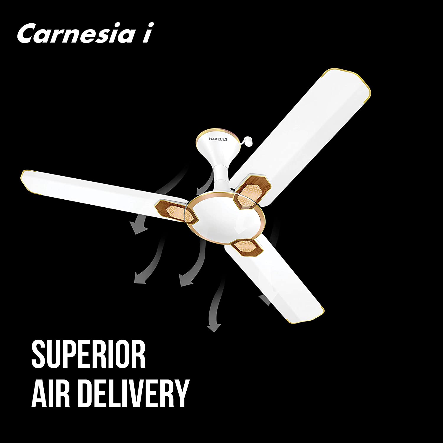 Havells Car-ne-sia i 1200mm Ceiling Fan (White Gold)