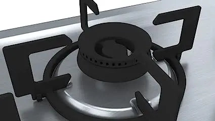 Bosch Built in Gas Hob Stainless Steel Glass 3 Burner Auto Ignition 70 cm 2 Mini Triple Ring Brass Burner and 1 Double Ring Brass (PMD83D51NX)