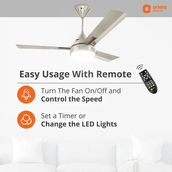 Orient Electric Spectra Under-Light Pewter Finish Ceiling Fan with Remote (Silver, 1200 mm)