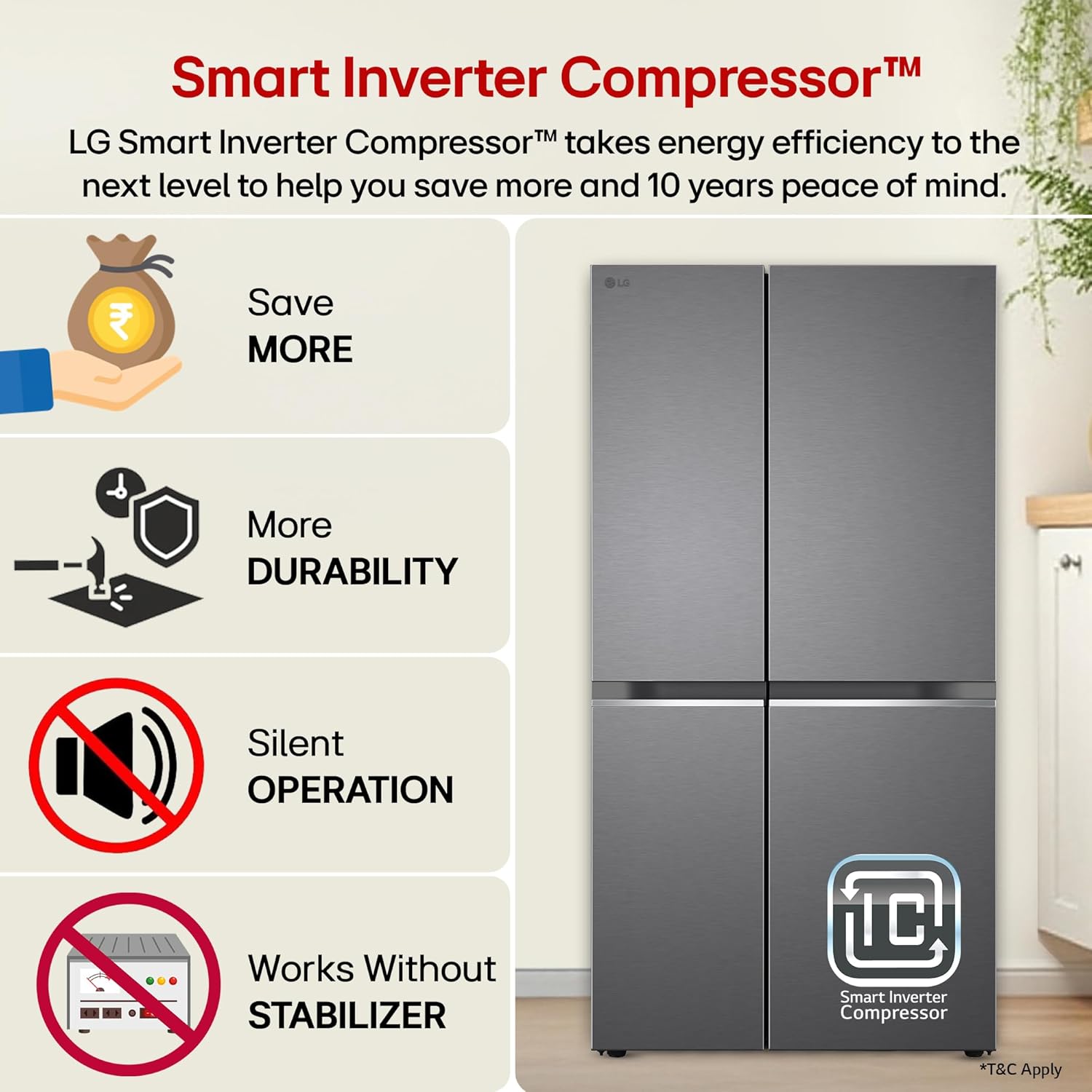 LG 650L 3-Star Smart Inverter Compressor Convertible Refrigerator (GL-B257HDS3, Dazzle Steel)