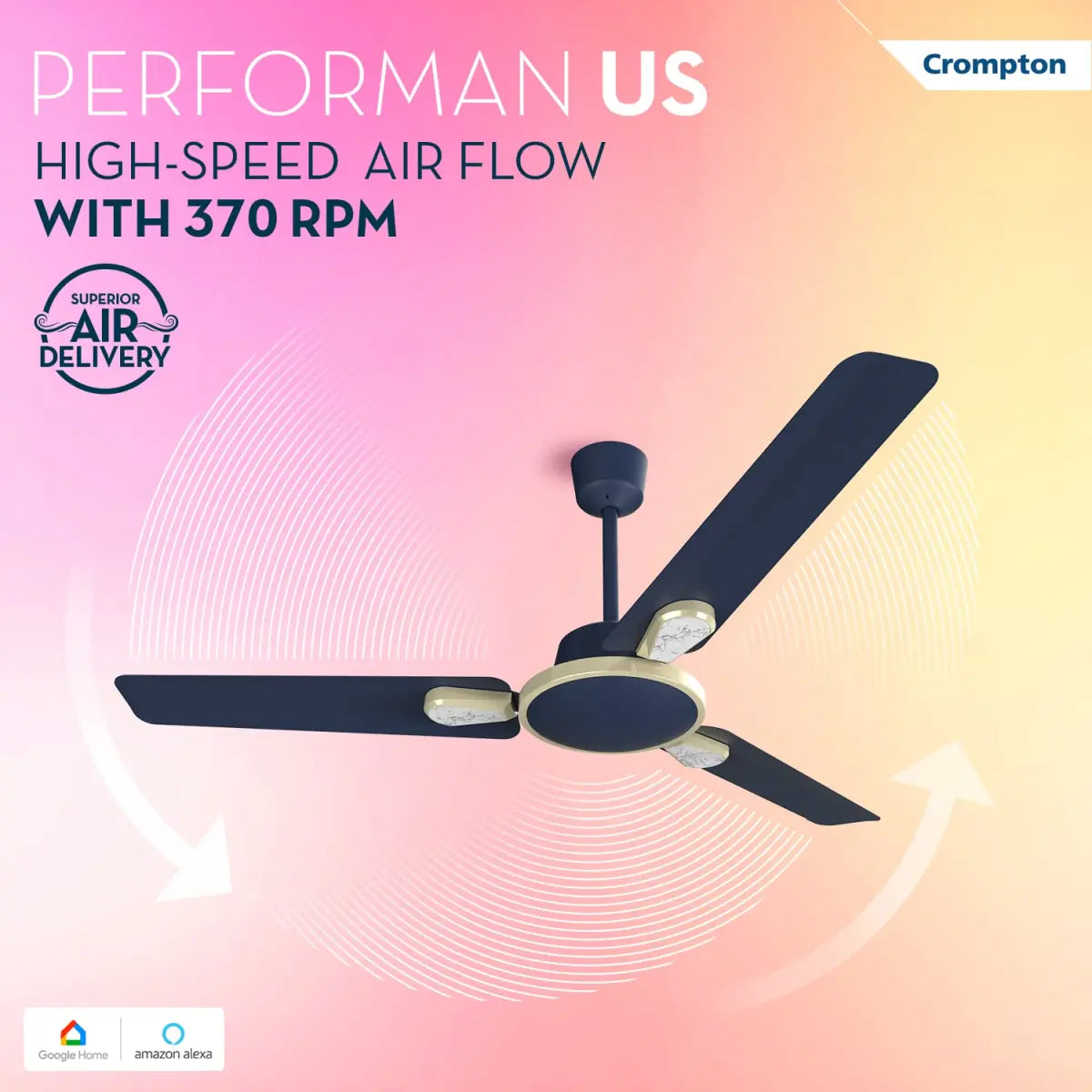 தூசி எதிர்ப்பு மற்றும் IOT மொபைல் ஆப் கட்டுப்பாட்டுடன் கூடிய குரோம்ப்டன் கிரீவ்ஸ் எனர்ஜியன் ஸ்டைலஸ் ஸ்மார்ட் BLDC மின்விசிறி - 1200 மிமீ / 48 அங்குலம் (மஜோலிகா நீலம்)