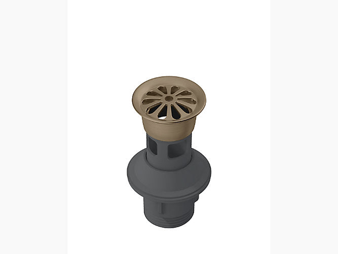 kohler K-45432IN-BV Grid drain with overflow hole in brushed bronze