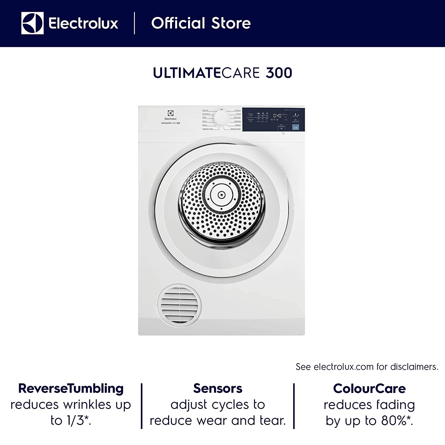 Electrolux EDV754H3WB 7.5Kg Ultimate Care 300 Venting  Dryer