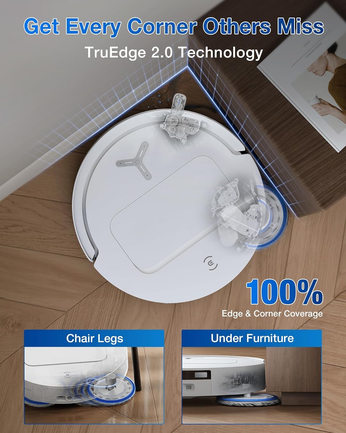 ECOVACS Deebot T50 PRO: 2-in-1 Robot Vacuum & Mop, 2025 Launch, 15000 Pa Suction, 6400 mAh Battery, 8.1 cm Ultra-Thin, Zerotangle 2.0, AIVI