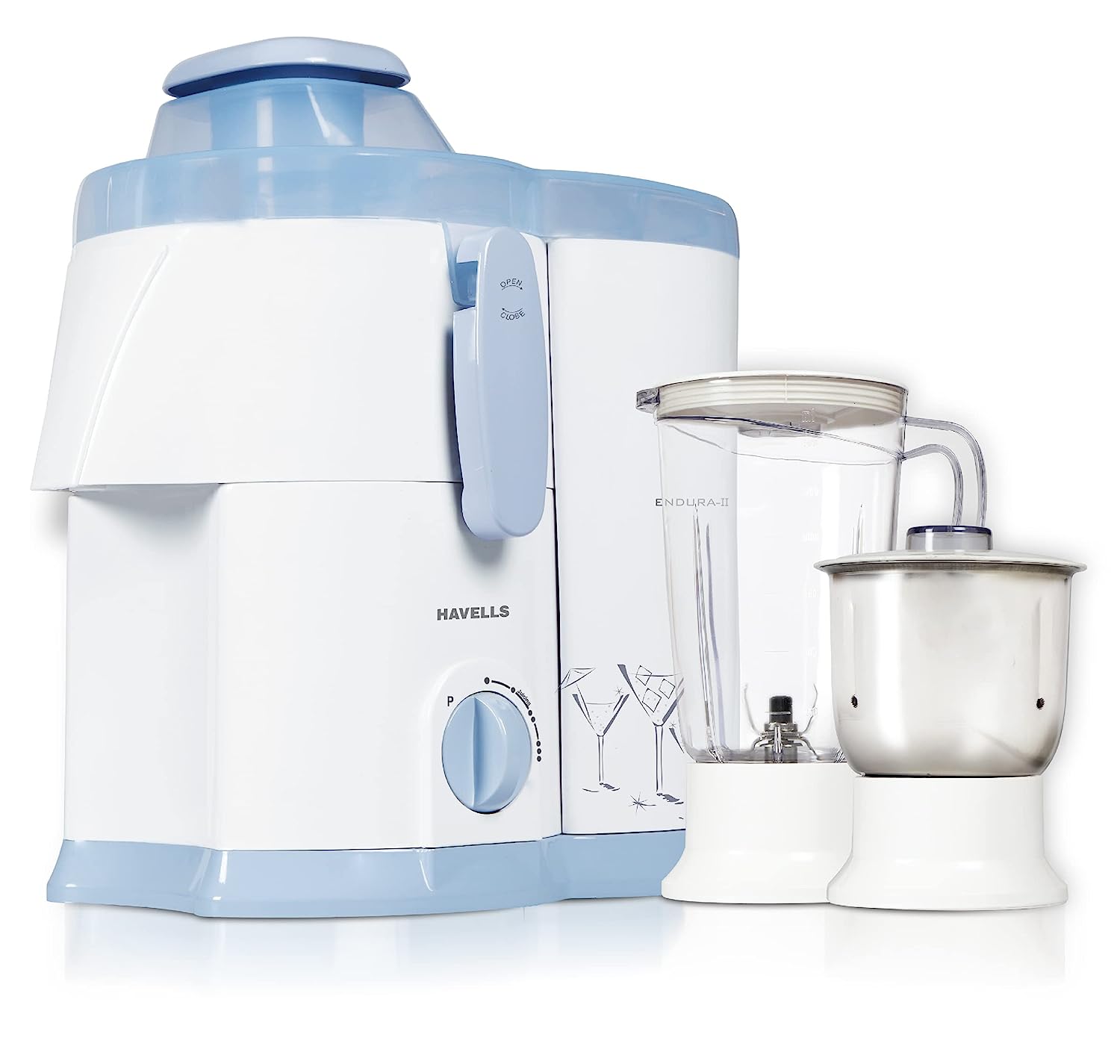 Havells Endura GHFJMAuto IgnitionW050 500-Watt Juicer Mixer Grinder with 2 Jars