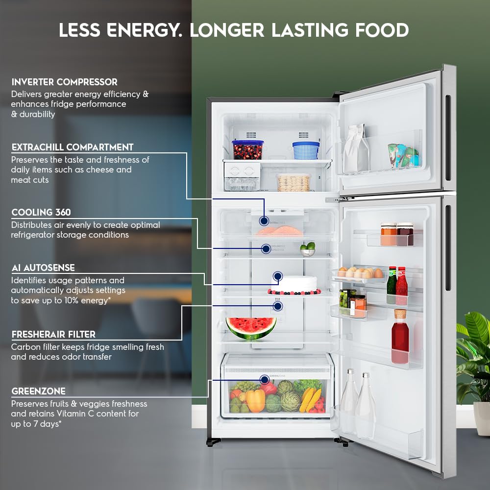 Electrolux ETM4302C-S 431L Double Door Fridge - Brush Neutral Steel: Sleek and Spacious Cooling Solution