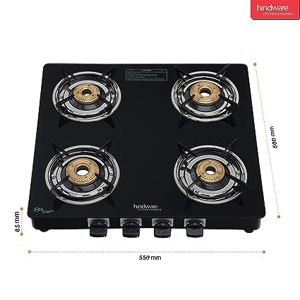 HINDWARE Gas stove Brio Plus 4 Burner Glass Top