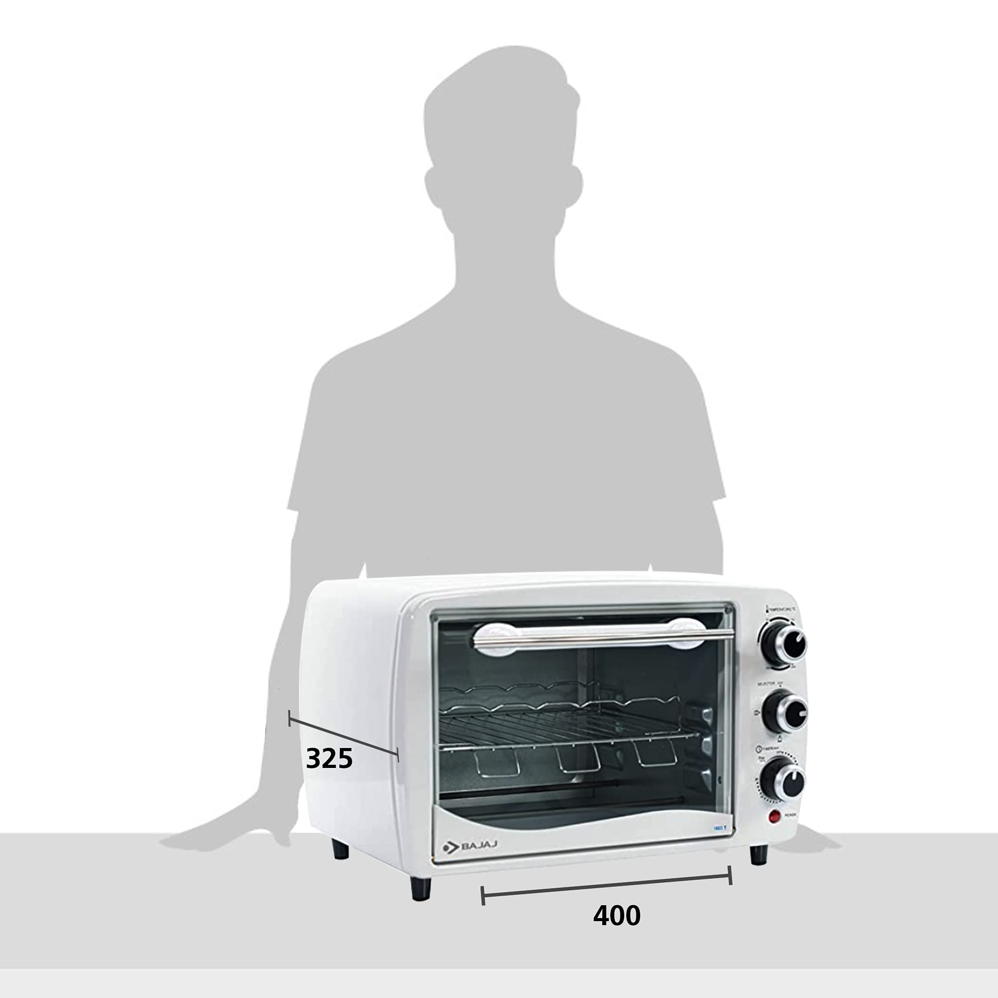 Bajaj 1603T 16 Litres Oven Toaster Grill (16L OTG) With Baking & Grilling Accessories| Oven For Kitchen With Transparent Glass Door| 2 Year Warranty by Bajaj| White