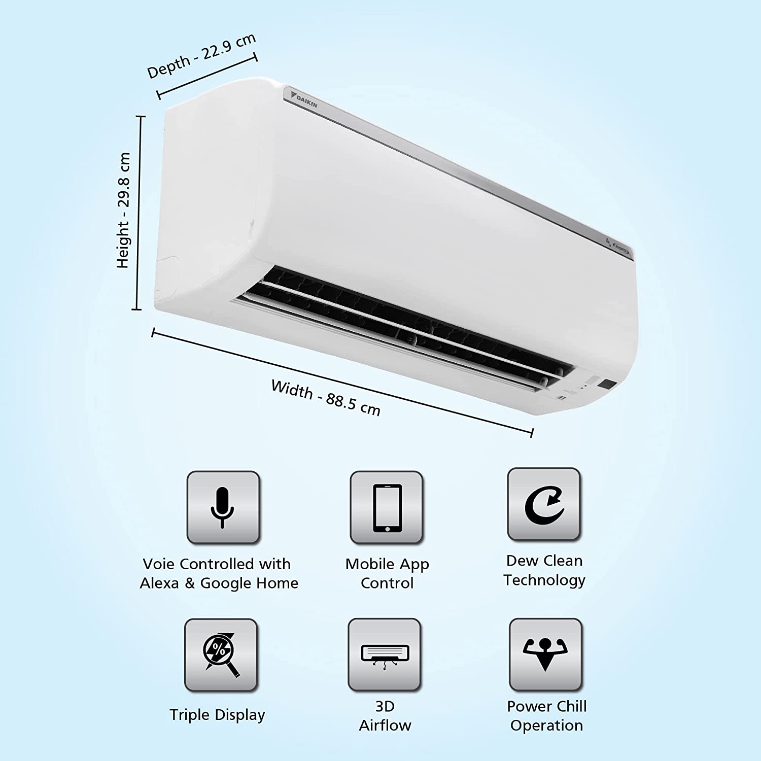 Daikin 1.5 Ton 5 Star Inverter Split AC (Copper, PM 2.5 Filter, 2022 Model, FTKR50U, White)