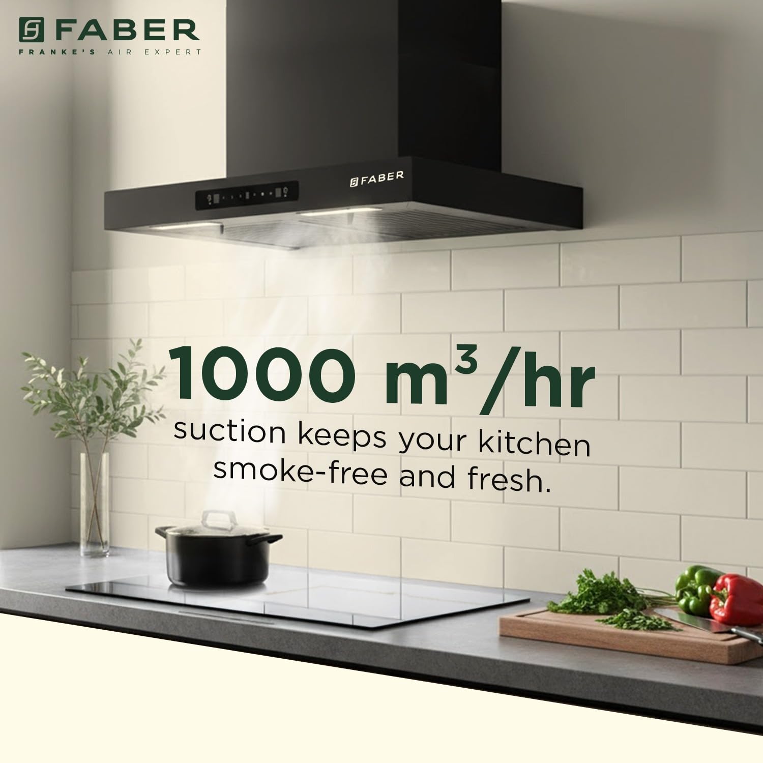 Faber 60cm 1000m³/hr T-Shape Kitchen Chimney HOOD MARS TC BF BK IN 60, Black