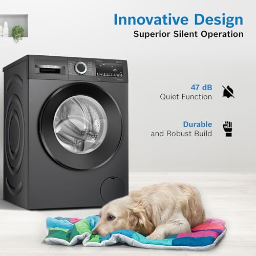 Bosch 9kg 5 Star Anti Stain & AI Active Water Plus Fully Automatic Front Load Washing Machine with Built in Heater (WGA1420TIN, Pretreatment & Steam with Anti Bacteria and 5 Star Inverter, Bl