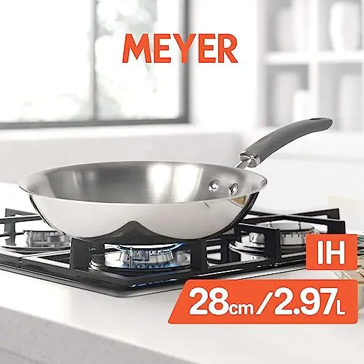Meyer Trivantage Stainless Steel Open Frypan Gas and Induction Base 31132 28cm Grey