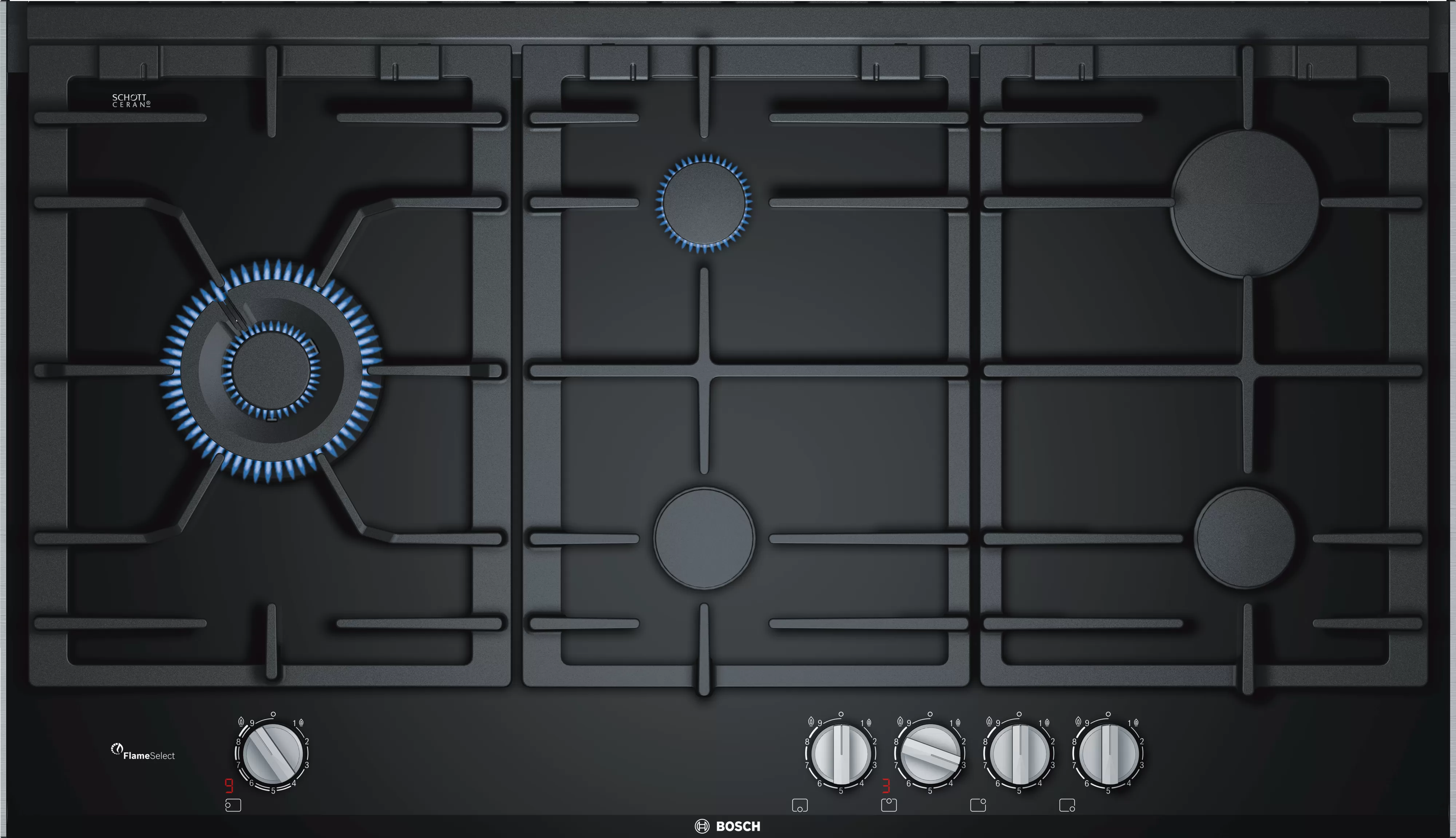 Bosch PRS9A6D70I Series 8, Gas hob, 90 cm, Ceramic,  Black