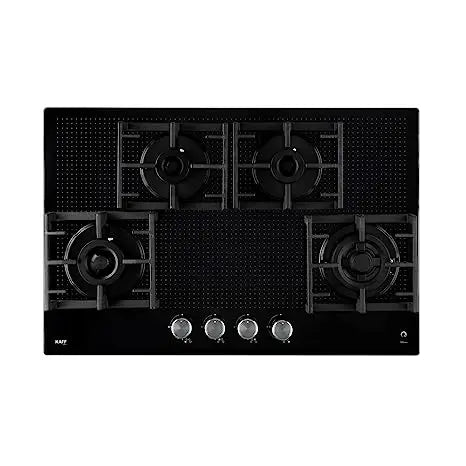 Kaff NVH 804 Built-in Hob |high-Efficiency Full Brass Burners | Tempered Glass with Unique Dotted Design