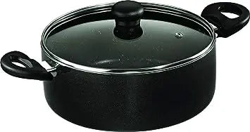 Butterfly Granza Non-Stick Aluminium Casserole with Lid, 24 cm, Black and White