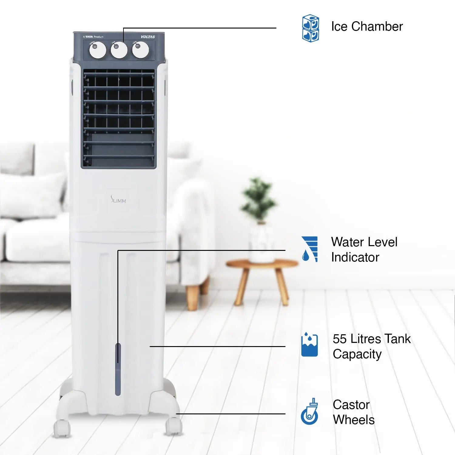 Voltas Slimm 55 Tower Air Cooler (55 L)