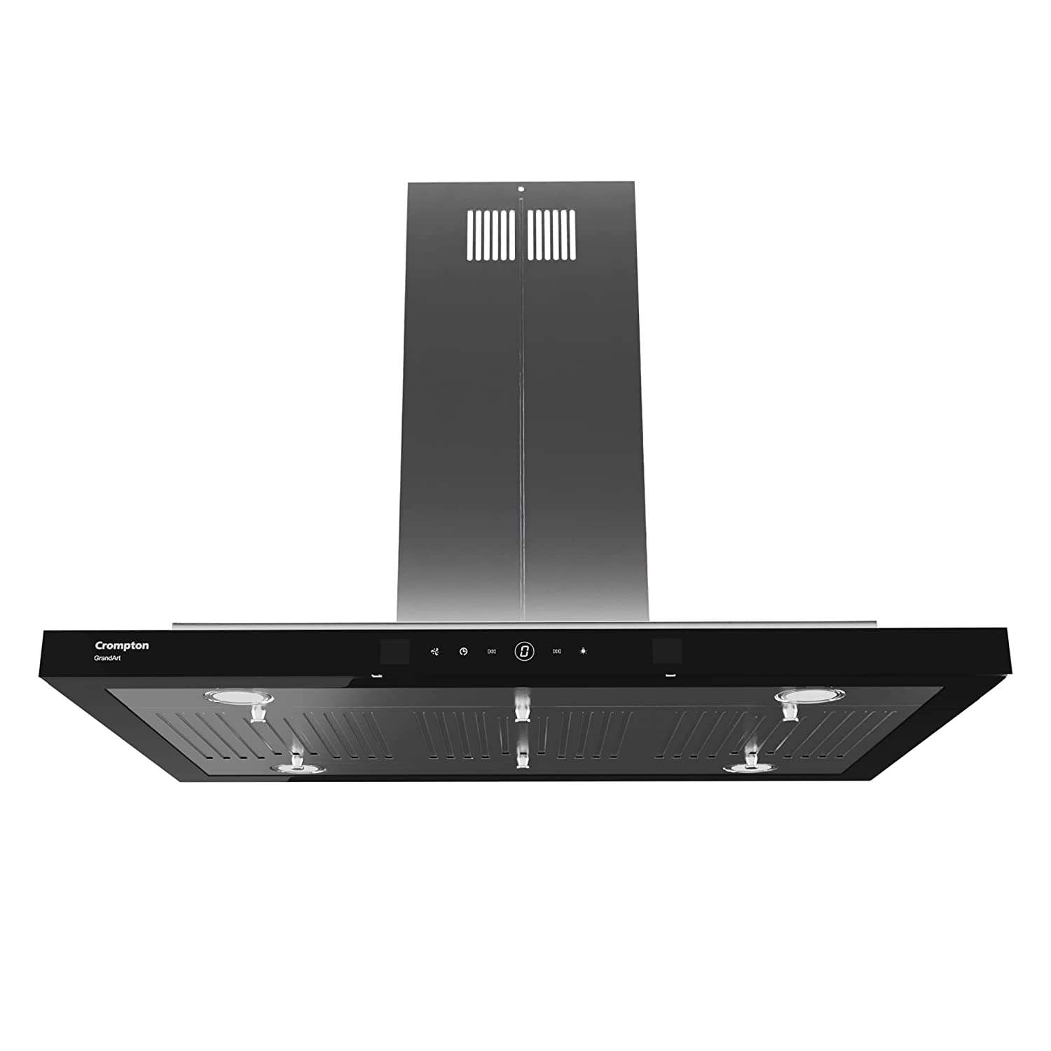 Crompton GrandArt Copper Motor Island 90cm Chimney Baffle filter (Inox), Free installation&Ducting kit,1350 m³/hr