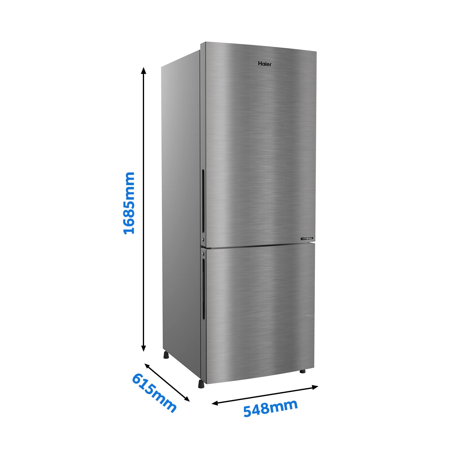 Haier 276 L 3 Star Frost Free Inverter Double Door Refrigerator (Inox Steel, Convertible)