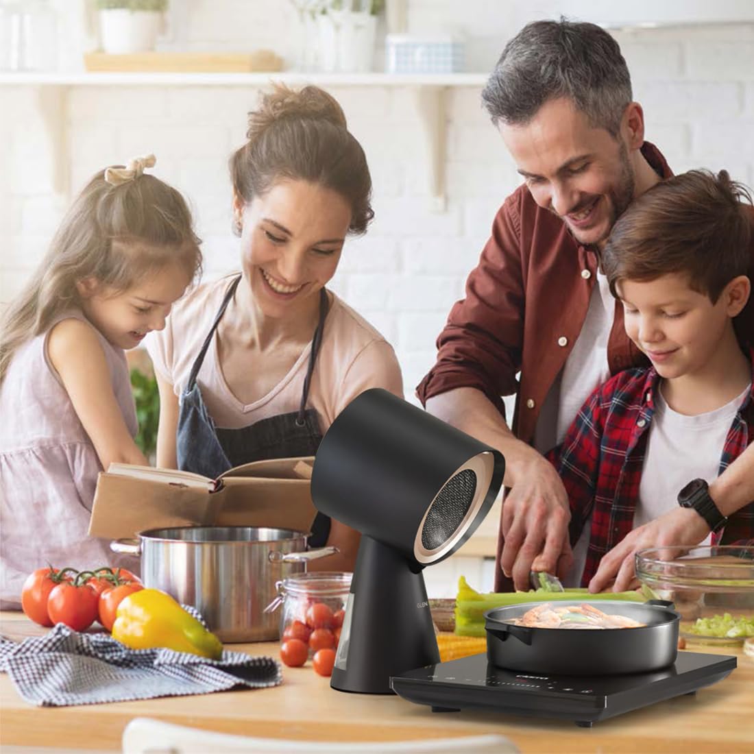 Glen 6090 Portable Ductless Kitchen Chimney With 3 Layer Filteration System(Black 285 CMH)