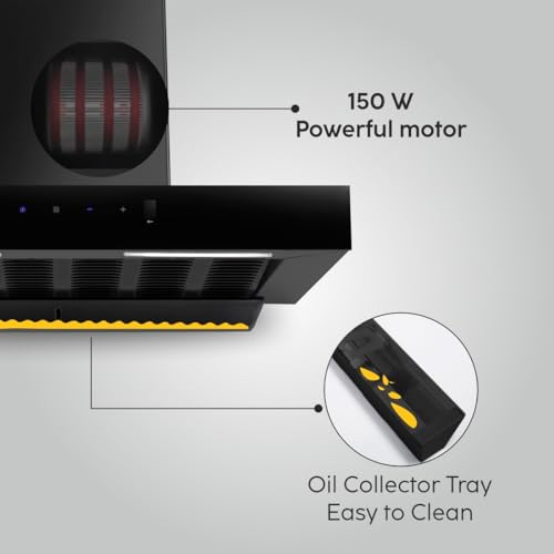Glen Auto Clean Filterless Chimney with Motion Sensor, 76CM 1200 m3/h (CH6052BLMSAC)