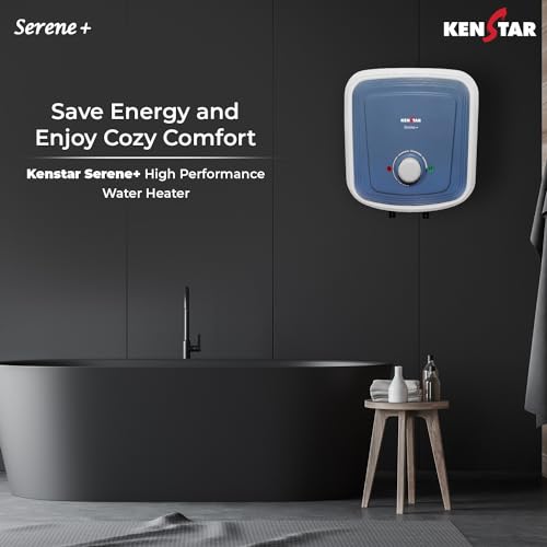 Kenstar SERENE + 25L Vertical Storage Water Heater Geyser 5 Star BEE Rated Heater For Water Heating White & Blue 2 Yr Warranty Wall Mounting