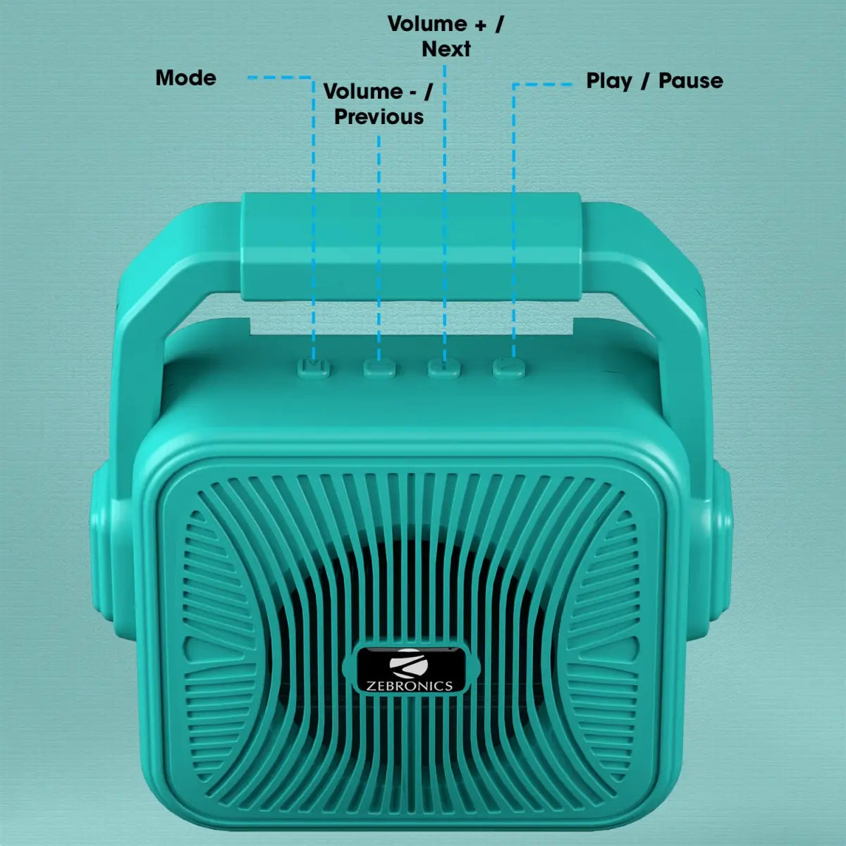Zebronics Zeb-County 2 Portable Wireless Speaker Supporting Bluetooth v5.0, FM Radio, Call Function, Built-in Rechargeable Battery, USB/Micro SD Card Slot, 3.5mm AUX Input, TWS (Blue)