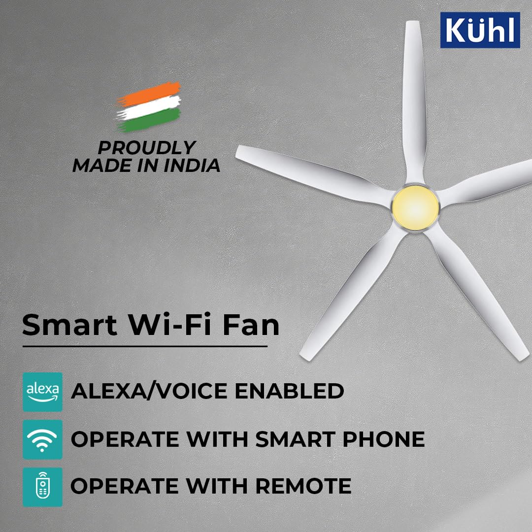 KUHL Galaxis G5 1400MM Stylish Power Saving BLDC Ceiling Fan with Remote | Down Light | 32W | 5 Star | IoT – Operate via Mobile & Alexa | Reverse Mode | Free Installation | White