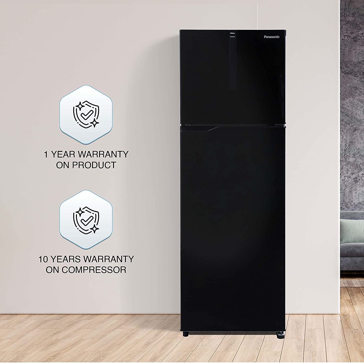 Panasonic 280 L Double Door 3 Star AI Enabled Inverter Technology Frost Free Refrigerator (NR-TH292CPKN, Diamond Black, Jumbo Fresh Vegetable Basket,2023 Model, Net Capacity 256L)