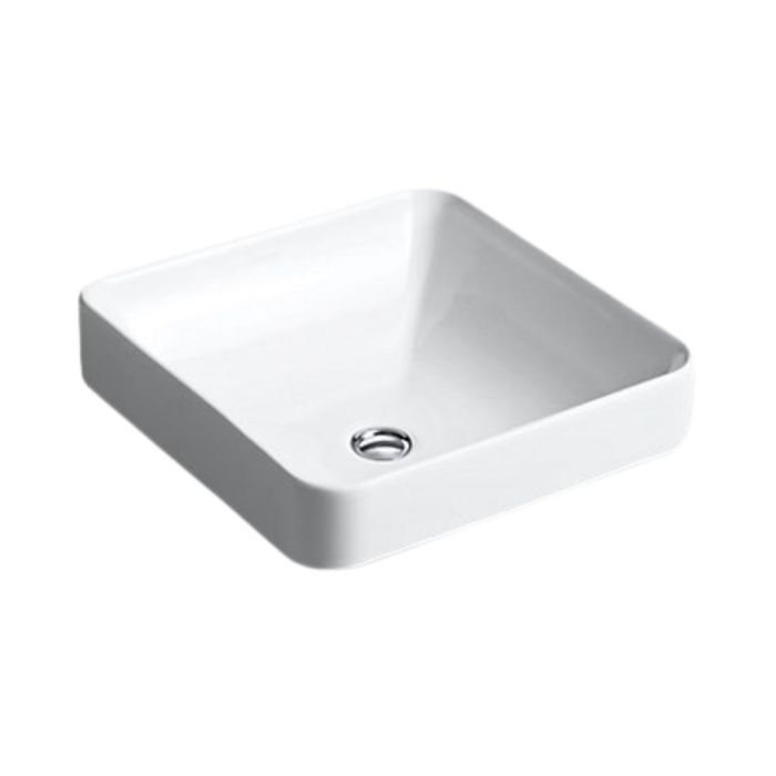 kohler K-2661IN-0 413mm square vessel basin without faucet hole in white