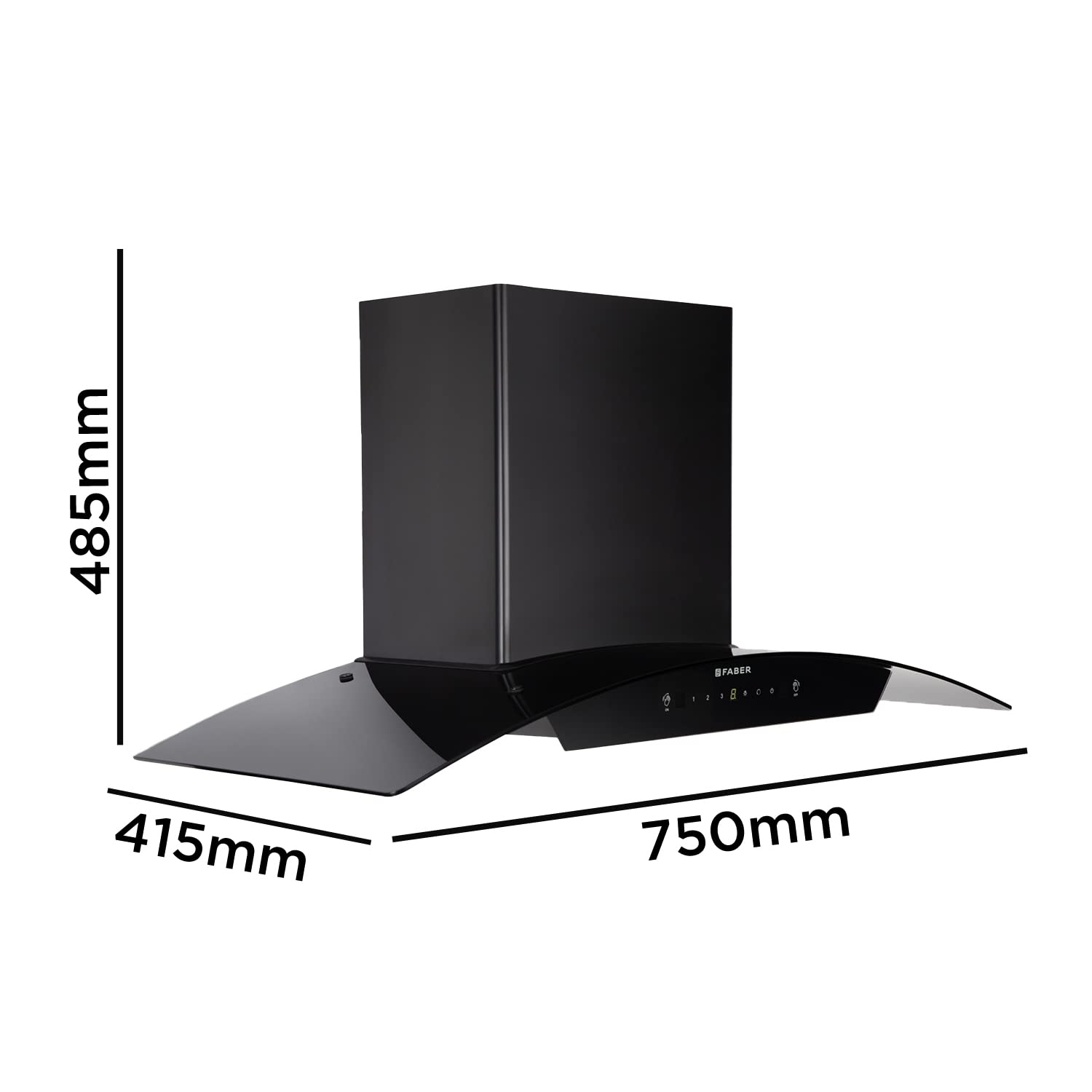 Faber 75 cm 1500 m³/hr Autoclean Curved Shape Kitchen Chimney | 2 years on comprehensive warranty on product, 12 years warranty on motor | HOOD PRIMUS PLUS ENERGY IN HCSC BK 75 with SS Baffle