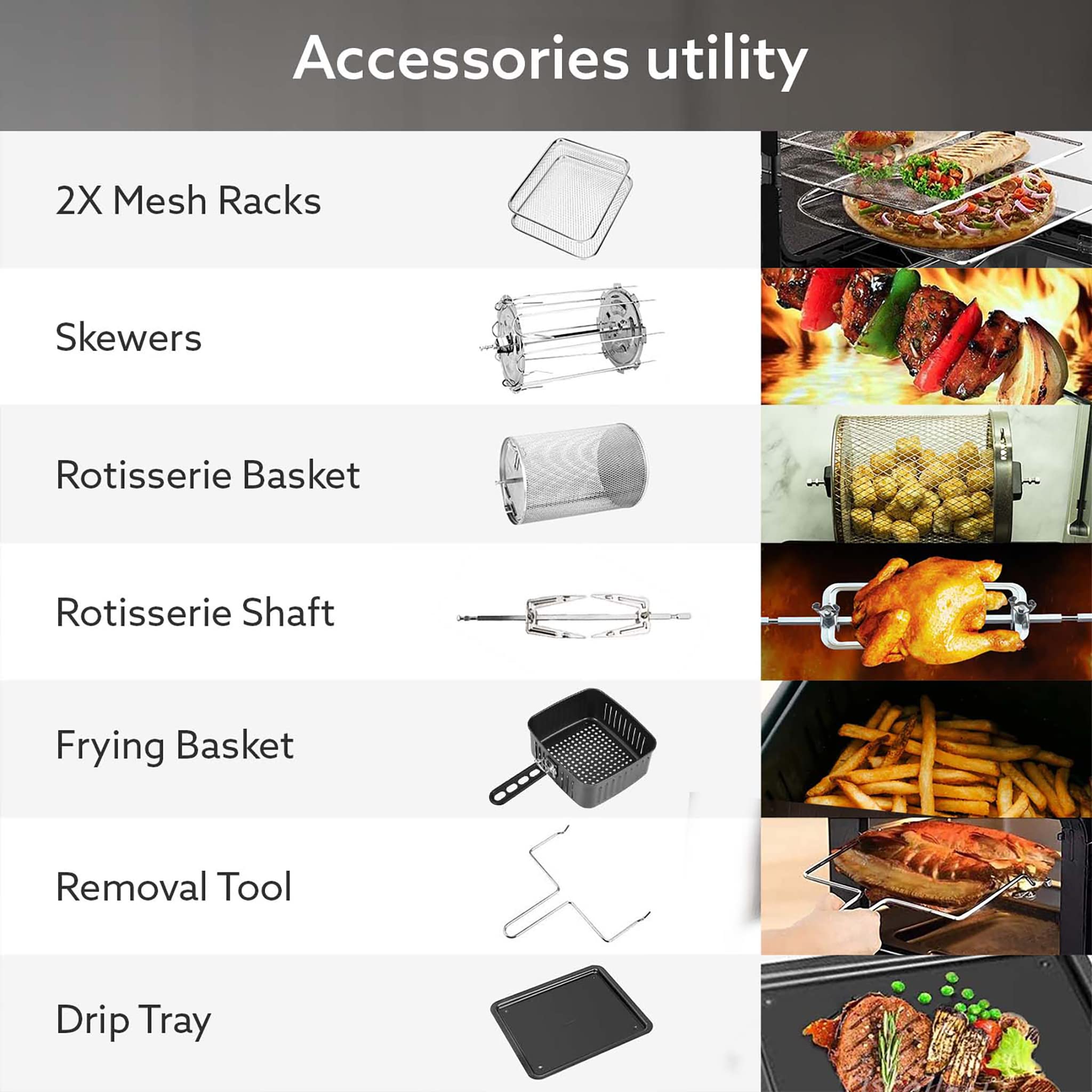 AGARO Regency Air Fryer For Home, 12L, Family Rotisserie Oven, 1800W, 9 Preset Menu, Electric Air Fryer Toaster Oven, Digital Display, Bake, Roast, Toast, Defrost, Silver.