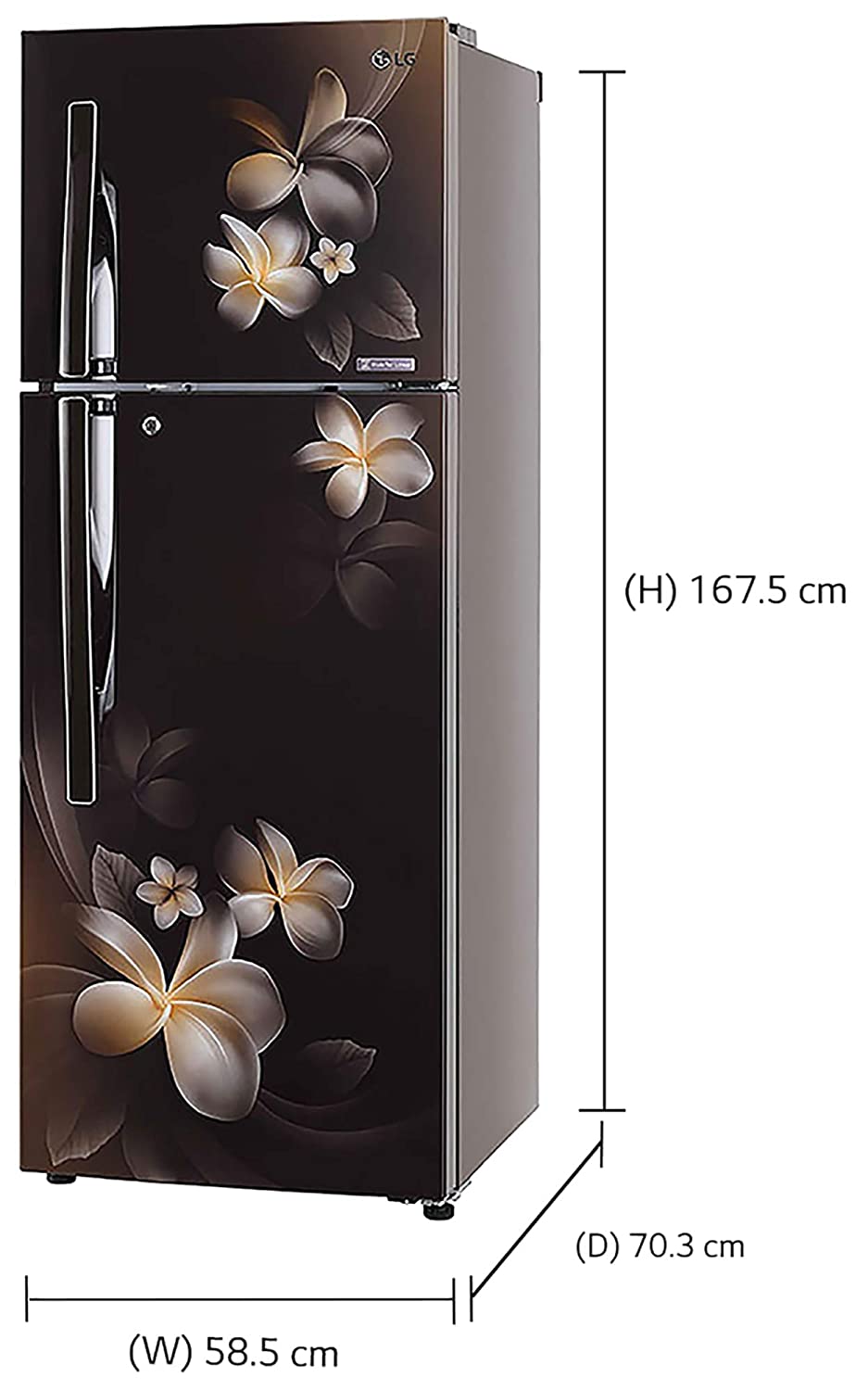 LG 308 L 3 Star Inverter Linear Frost-Free Double-Door Refrigerator (GL-T322RHPN, Hazel Plumeria, Convertible)