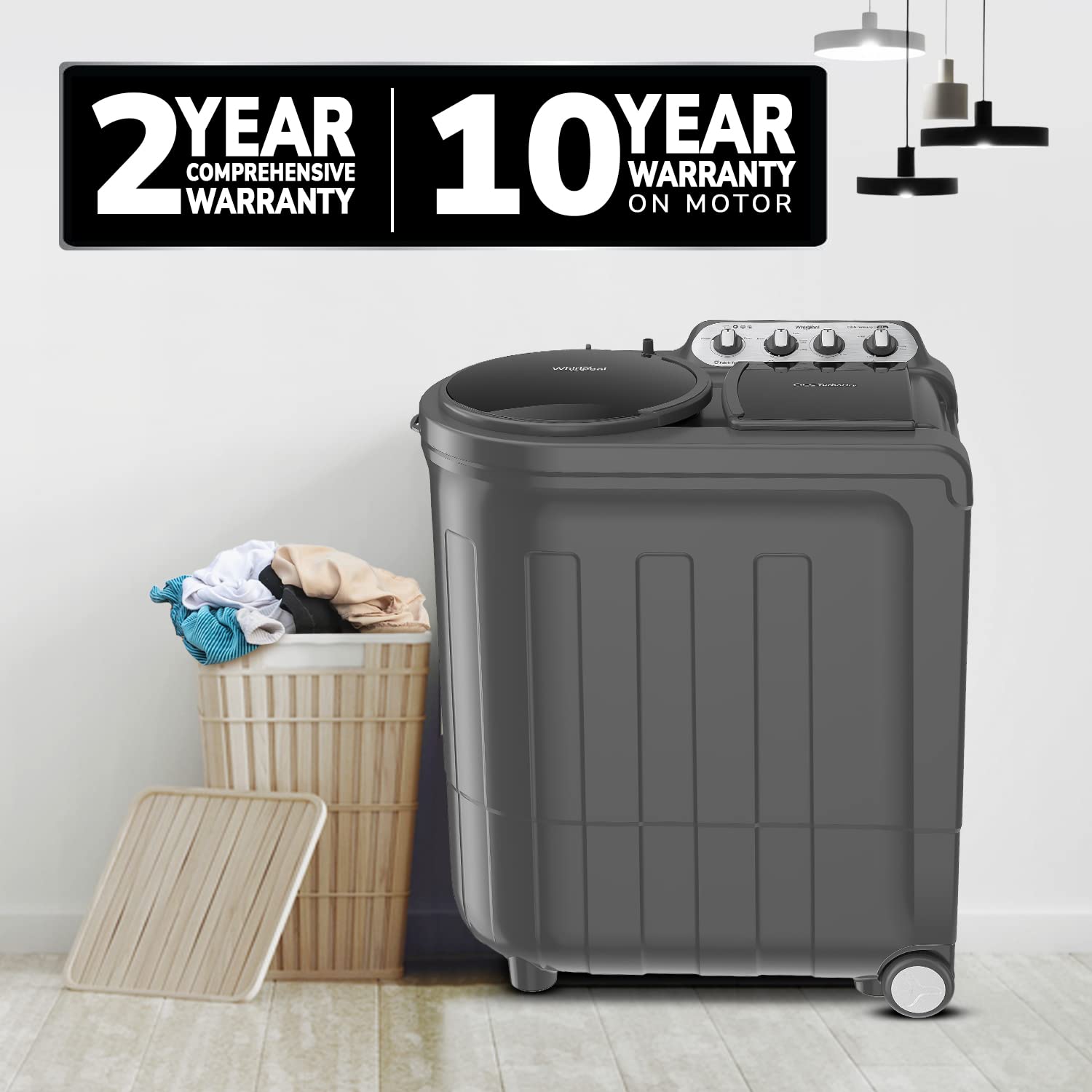 Whirlpool 8 Kg 5 Star Semi-Automatic Top Loading Washing Machine (ACE 8.0 TRB DRY GREY DAZZLE (10YR)-NH)