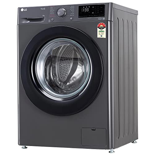 LG 8 Kg, 5 Star, AI Direct Drive Technology, Steam & 6 Motion DD Fully-Automatic Front Load Washing Machine (FHP1208Z3M, Intelligent & Convenient Fabric Care, Allergy Care, Middle Black)