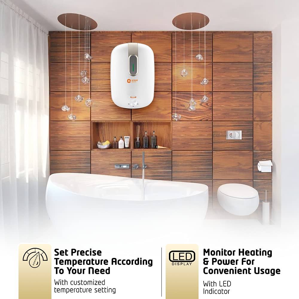 Orient Electric New Glazio Geyser 25 litre | BEE 4 Star | Energy-saving water heater 25 litres | Suitable for high-rise buildings | 7-year warranty |...
