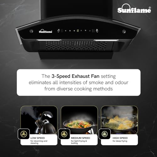 Sunflame Lamia 60 FL HAC TC Filterless Auto-Clean Kitchen Chimney | 60cm | 1400 m³/h High Suction Capacity | Gesture Control with Touch Panel |1-Year Comprehensive & 5-Year Motor Coverage