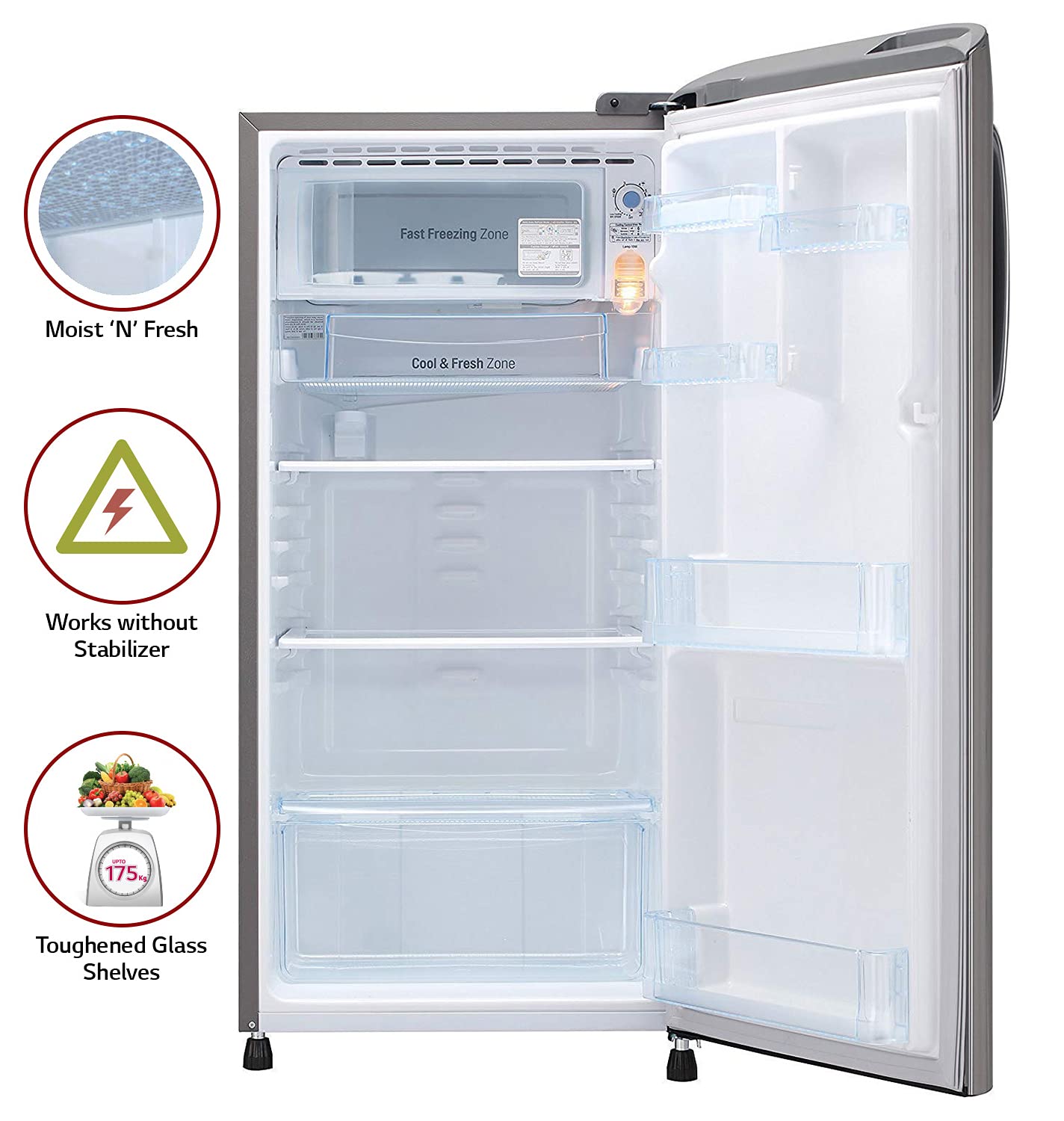 LG 190 L 4 Star Inverter Direct Cool Single Door Refrigerator(GL-B201APZY, Shiny Steel)