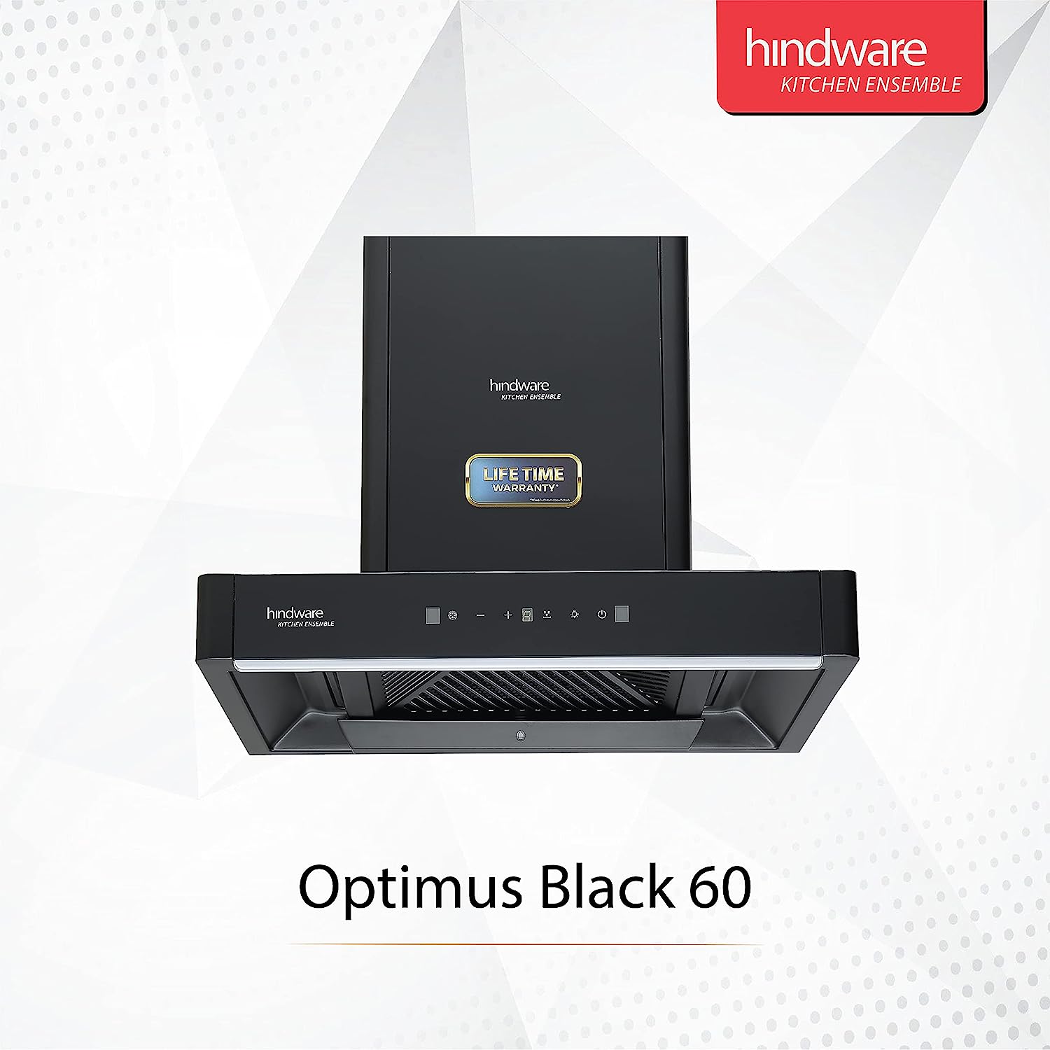 Hindware Optimus 60 cm 1400 m³/hr Filterless Auto-Clean Wall Mounted Kitchen Chimney with Motion Sensors, Touch Control, MaxX Silence Technolog