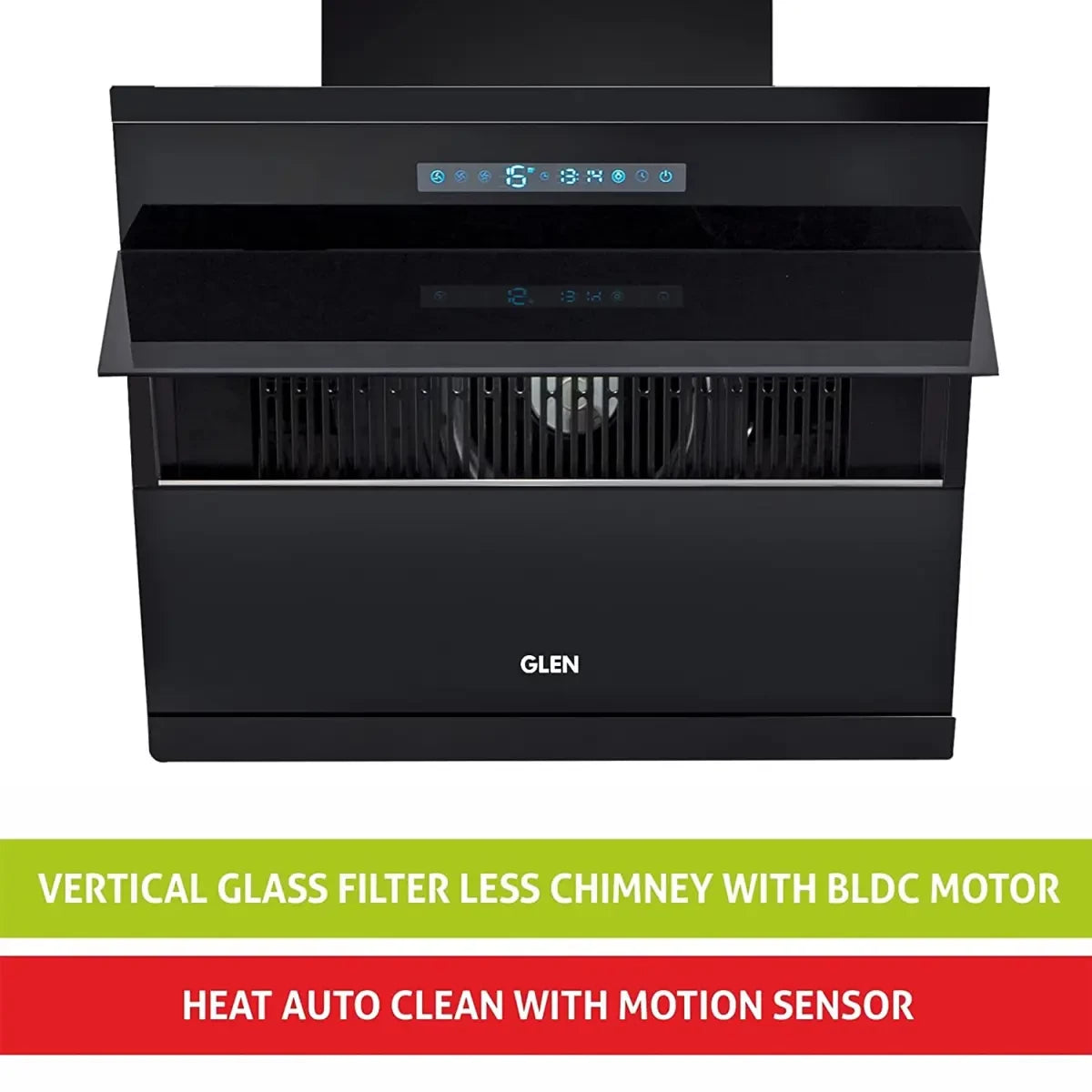 Glen 6073 MS Vertical Glass Filter Less Auto Clean Chimney with Motion Sensor 1400 m3h (BLDC Motor) - 60 cm