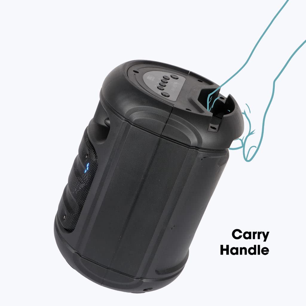 ZEBRONICS Zeb-Barrel 100 Wired mic Included,BT v5.0,16.51cm Full-Range Driver,RGB Lights,Mobile Holder .USB.MicroSD,AUX FM Radio,