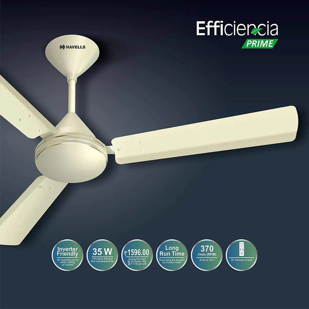 Havells BLDCFan Efficiencia Prime 1200 mm with Remote Bianco
