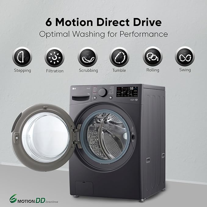 LG 15 Kg, AI Direct Drive Technology, Wi-Fi, Steam Fully Automatic Front-Loading Washing Machine (FHT1415ZTM, Intelligent & Convenient Fabric Care, Allergy Care, Remote Control, Middle Black)
